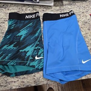 Nike Pro Black and Blue Shorts Set